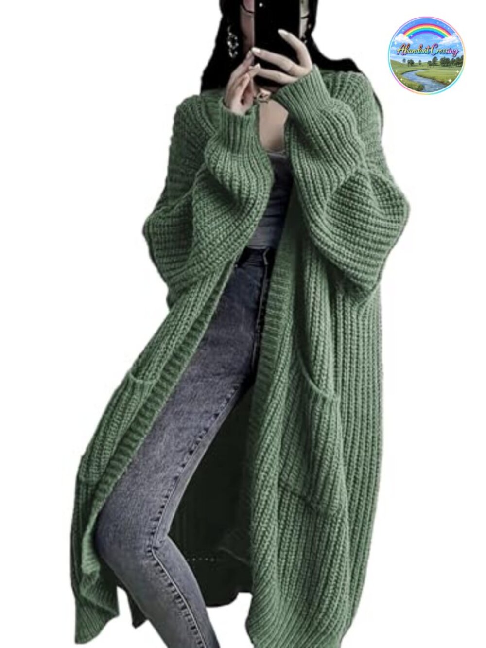 Women's Open Front Long Cardigan Sweater Duster with Pockets Chunky Cable Knit